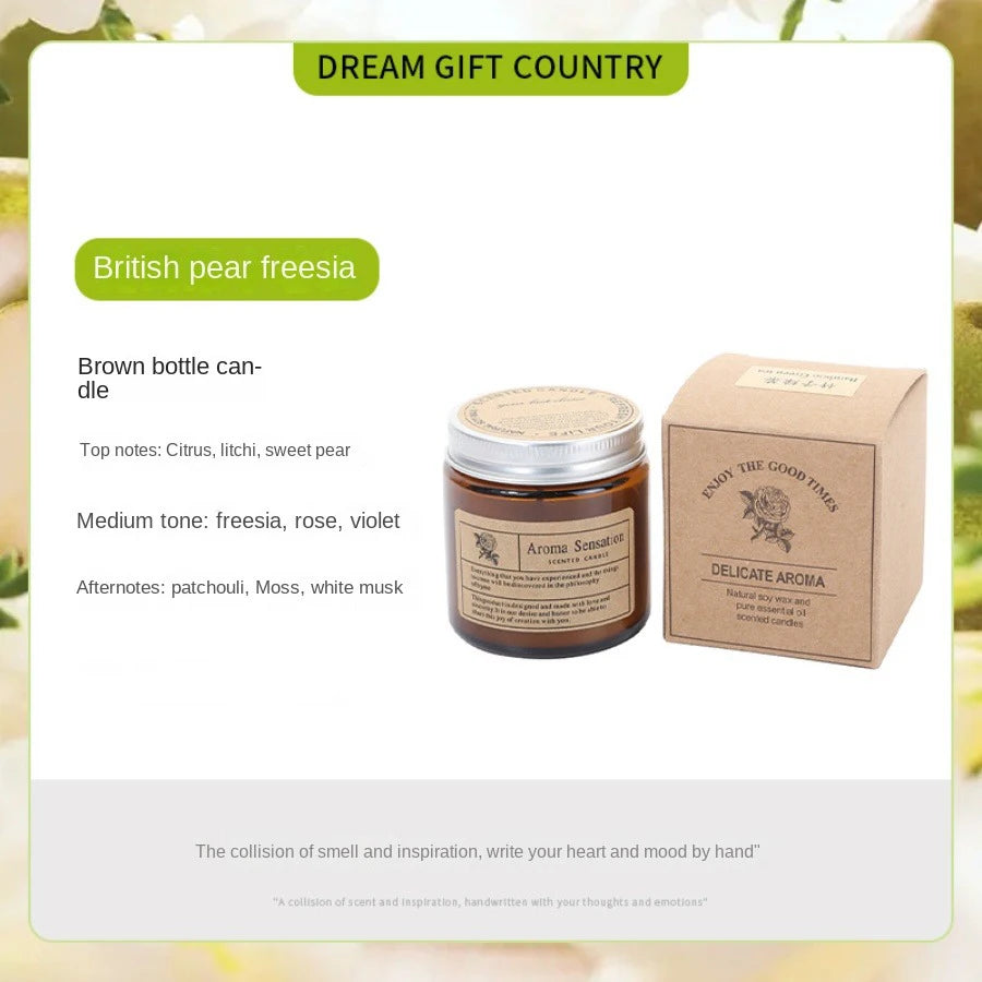 Brown Glass Scented Soy Candle