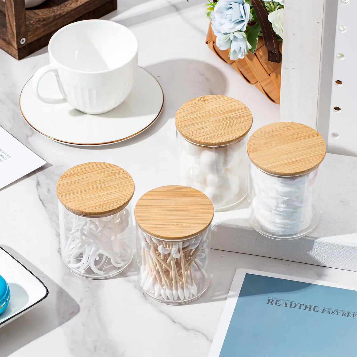 Cotton Pad & Swab Storage Jars (4/6pc set)
