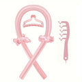 Pink and black heatless curling set