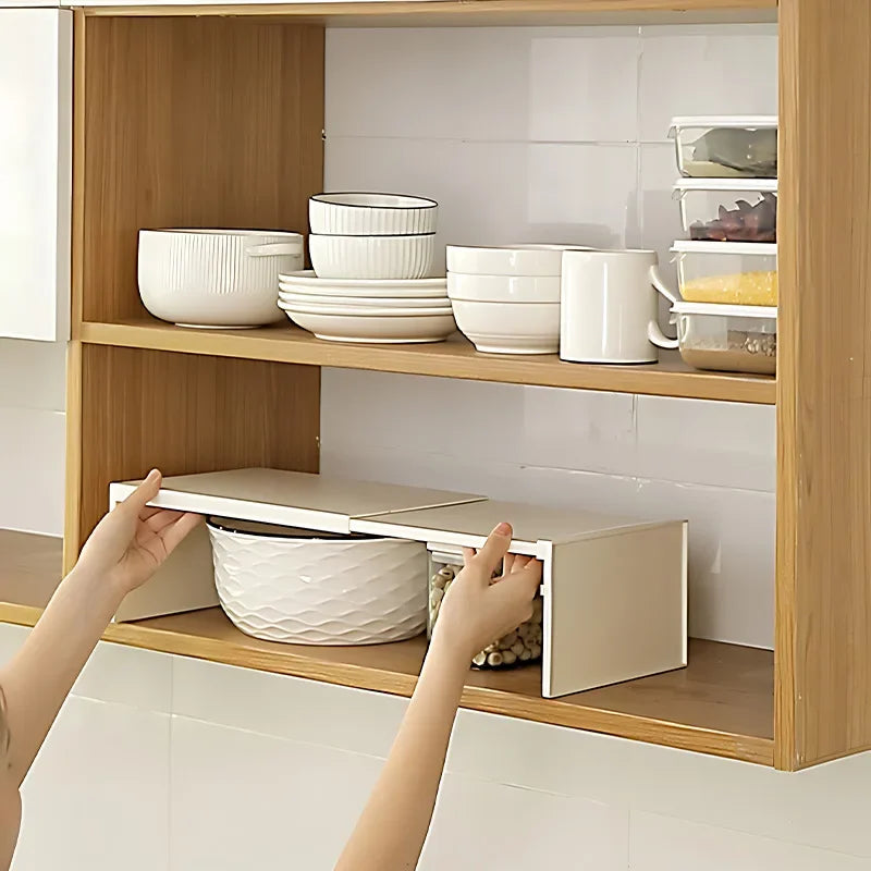 Retractable Kitchen Shelf Household Multifunctional Cabinet Layered Dish Seasoning Bottle Finish Storage Rack Fridge Organizer
