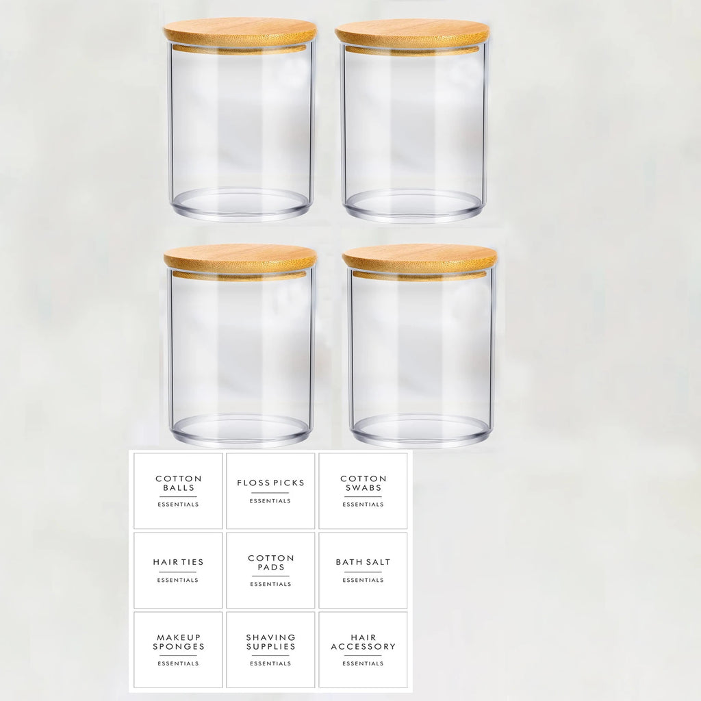 Cotton Pad & Swab Storage Jars (4/6pc set)