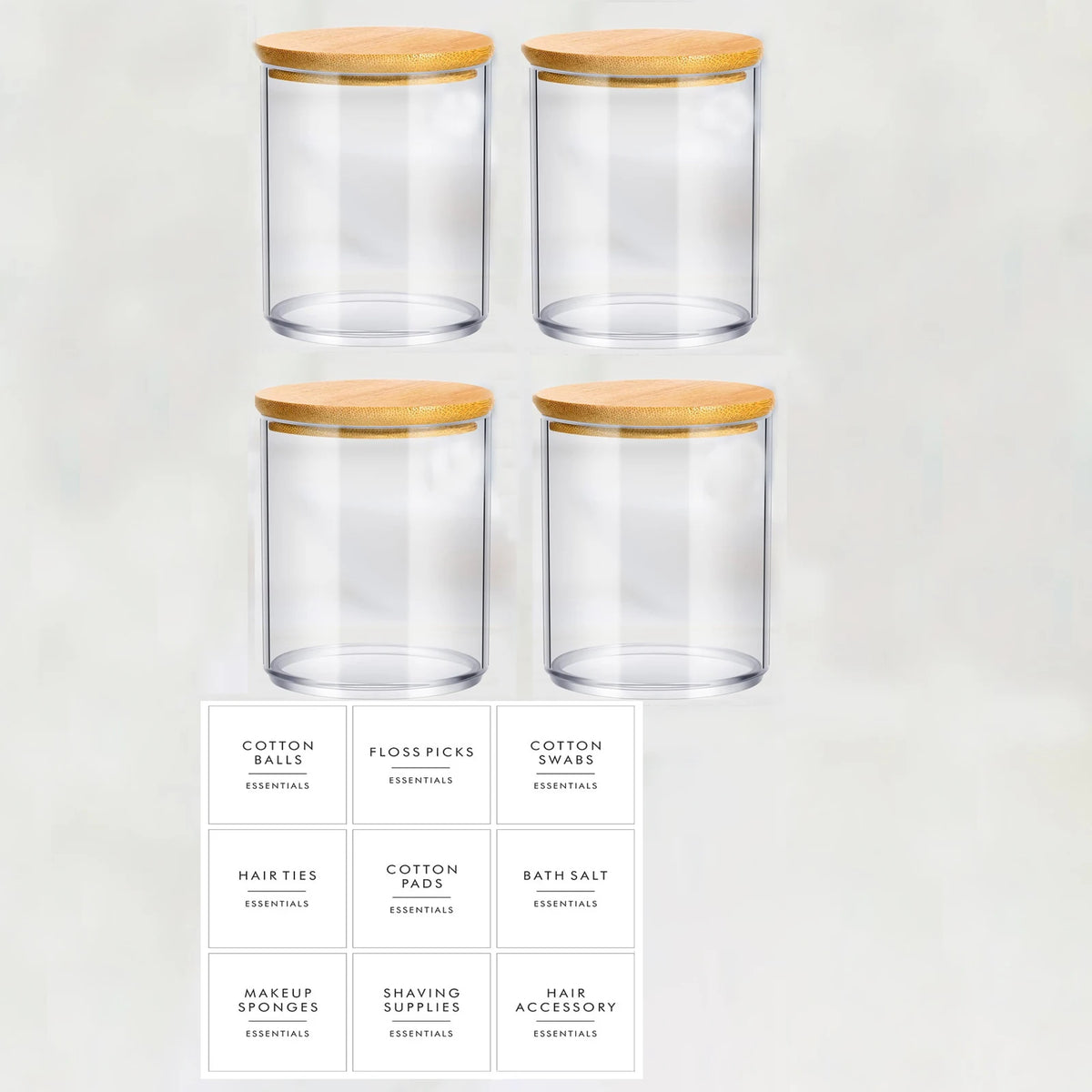 Cotton Pad & Swab Storage Jars (4/6pc set)