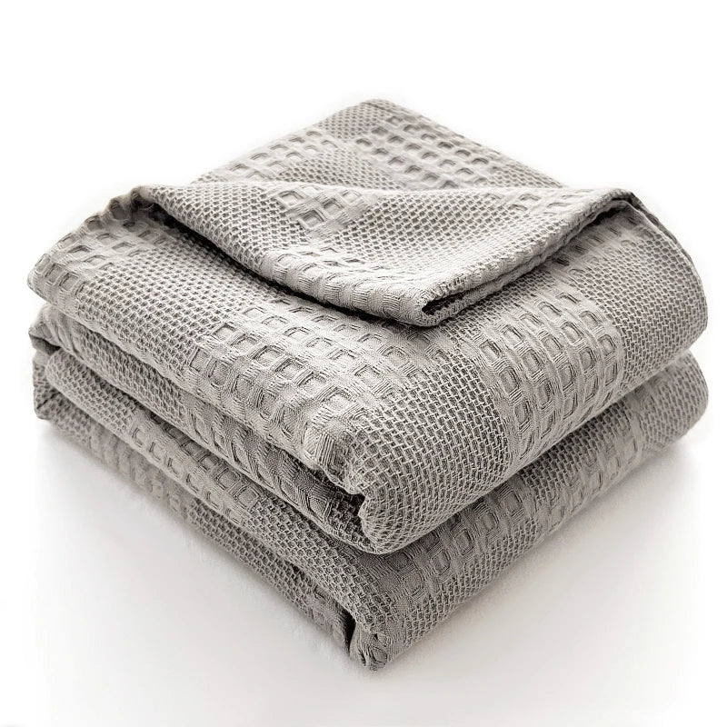 Cotton Waffle-Weave Throw Blanket