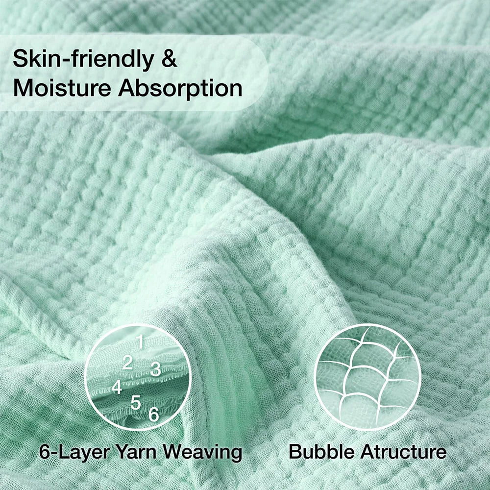 6 Layers Cotton Muslin Blankets Lightweight Cotton Throw Cooling Soft Throw Blanket for Year-Round Comfort
