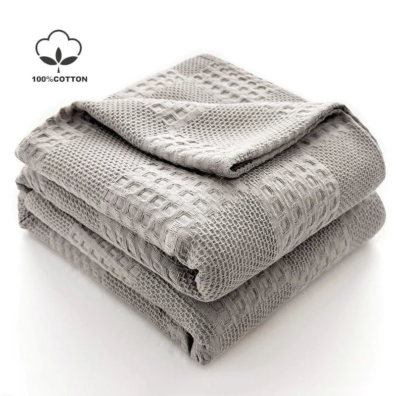 Cotton Waffle-Weave Throw Blanket