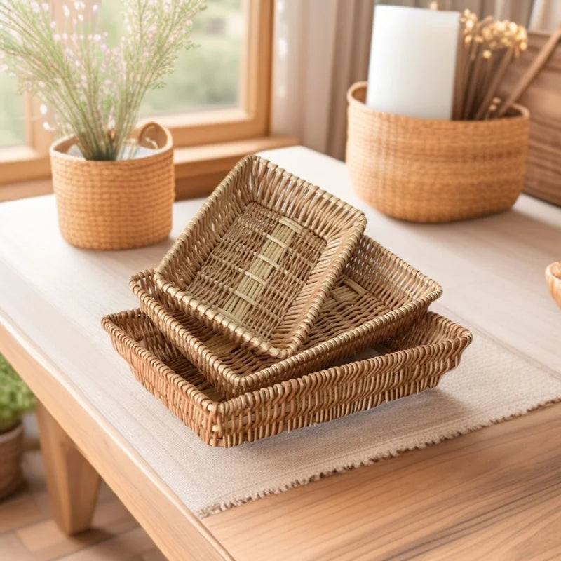 Woven Wicker Storage Tray (1pc, size options)