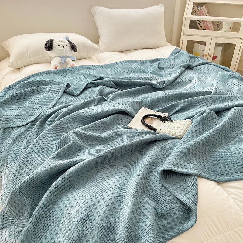Cotton Waffle-Weave Throw Blanket