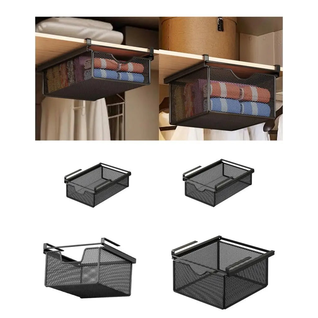 Under-Desk Pull-Out Storage Basket