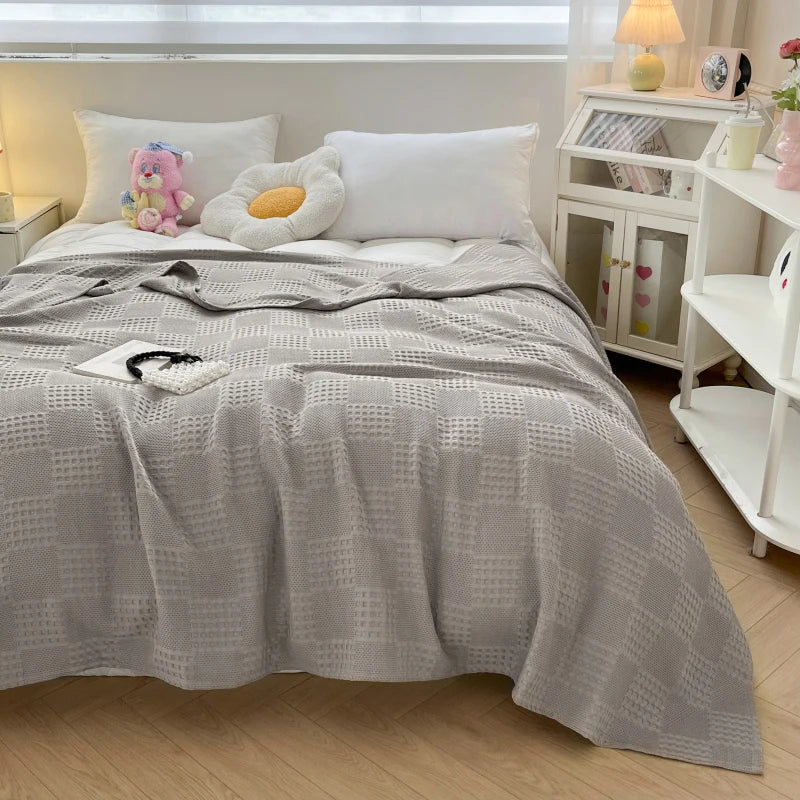 Cotton Waffle-Weave Throw Blanket