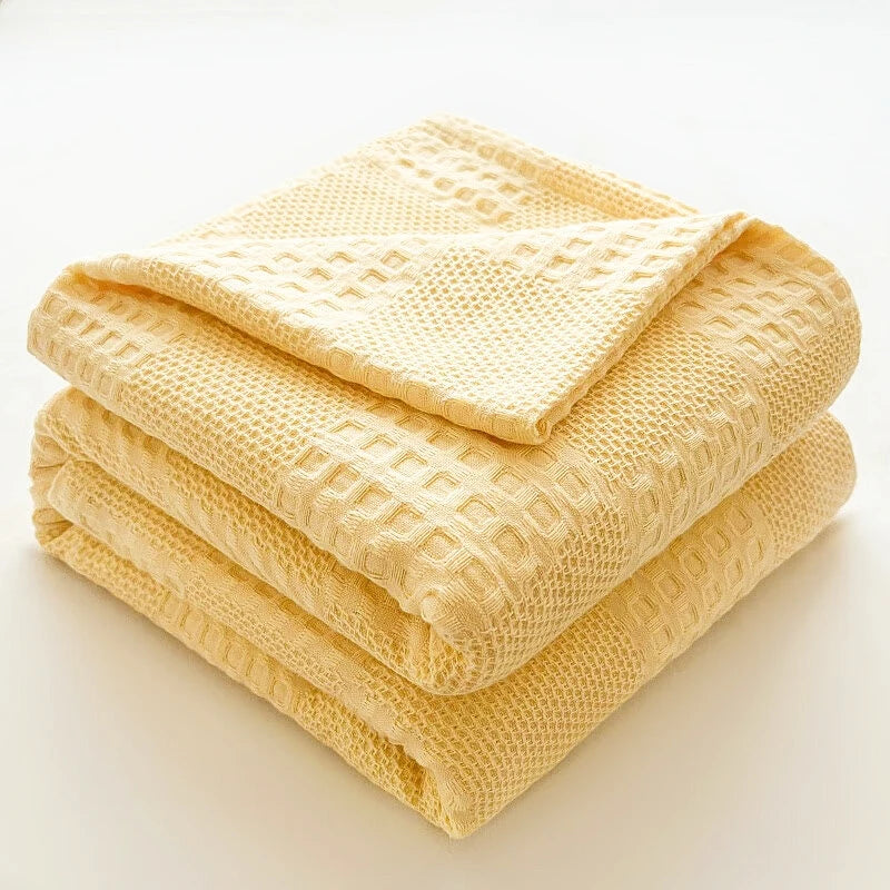 Cotton Waffle-Weave Throw Blanket