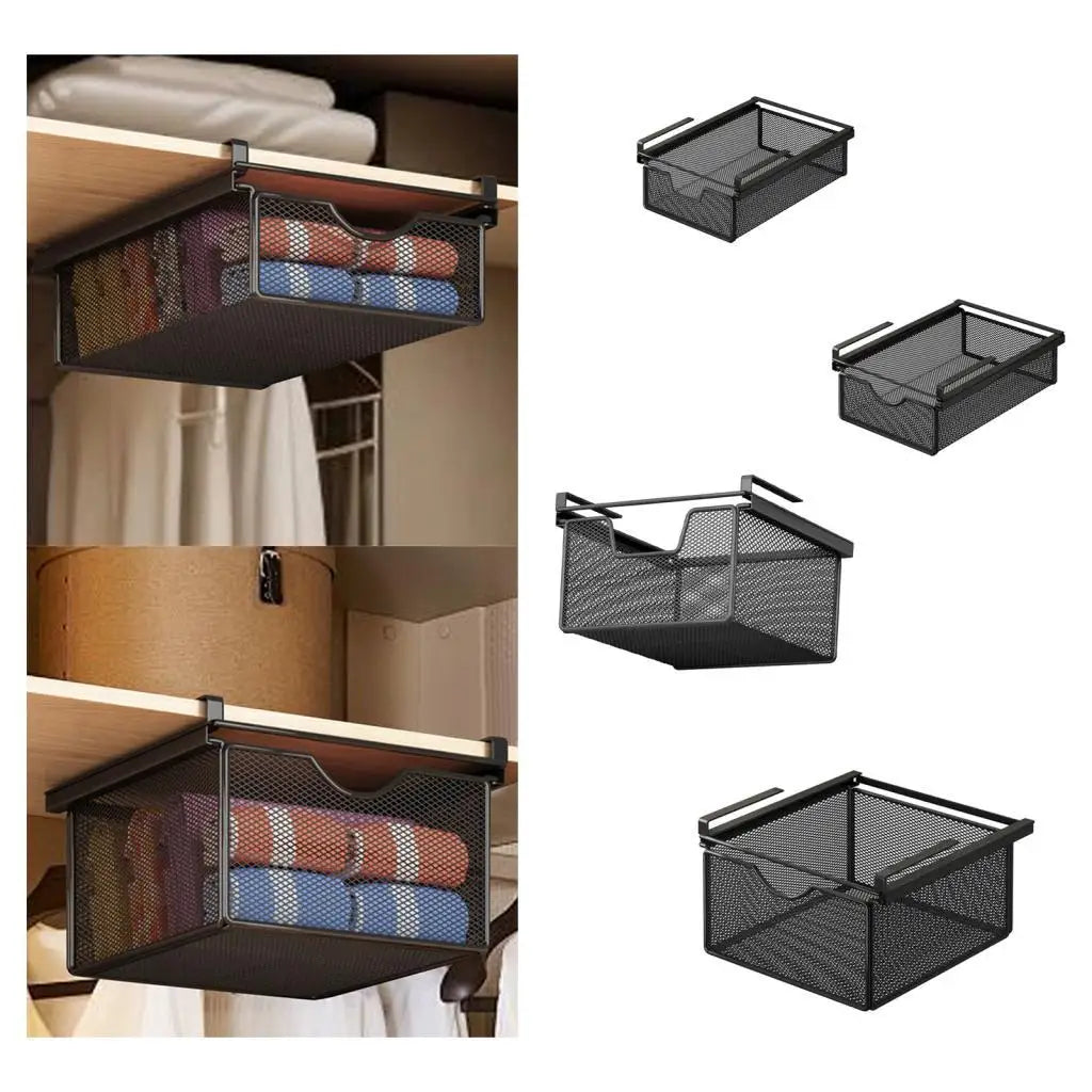 Under-Desk Pull-Out Storage Basket