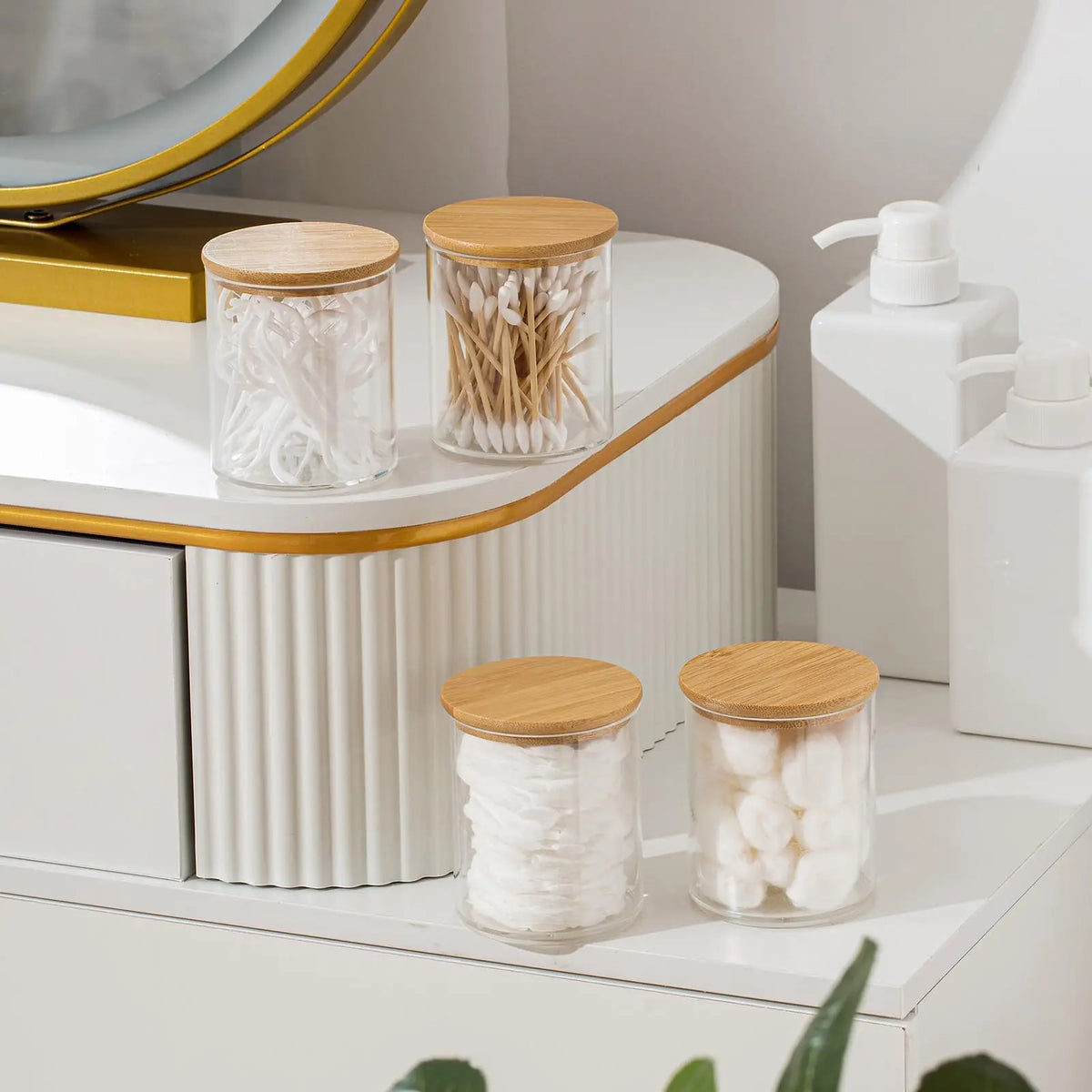 Cotton Pad & Swab Storage Jars (4/6pc set)