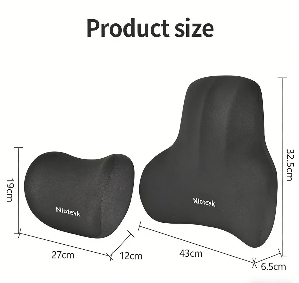 Memory Foam Car Neck & Lumbar Cushion Set