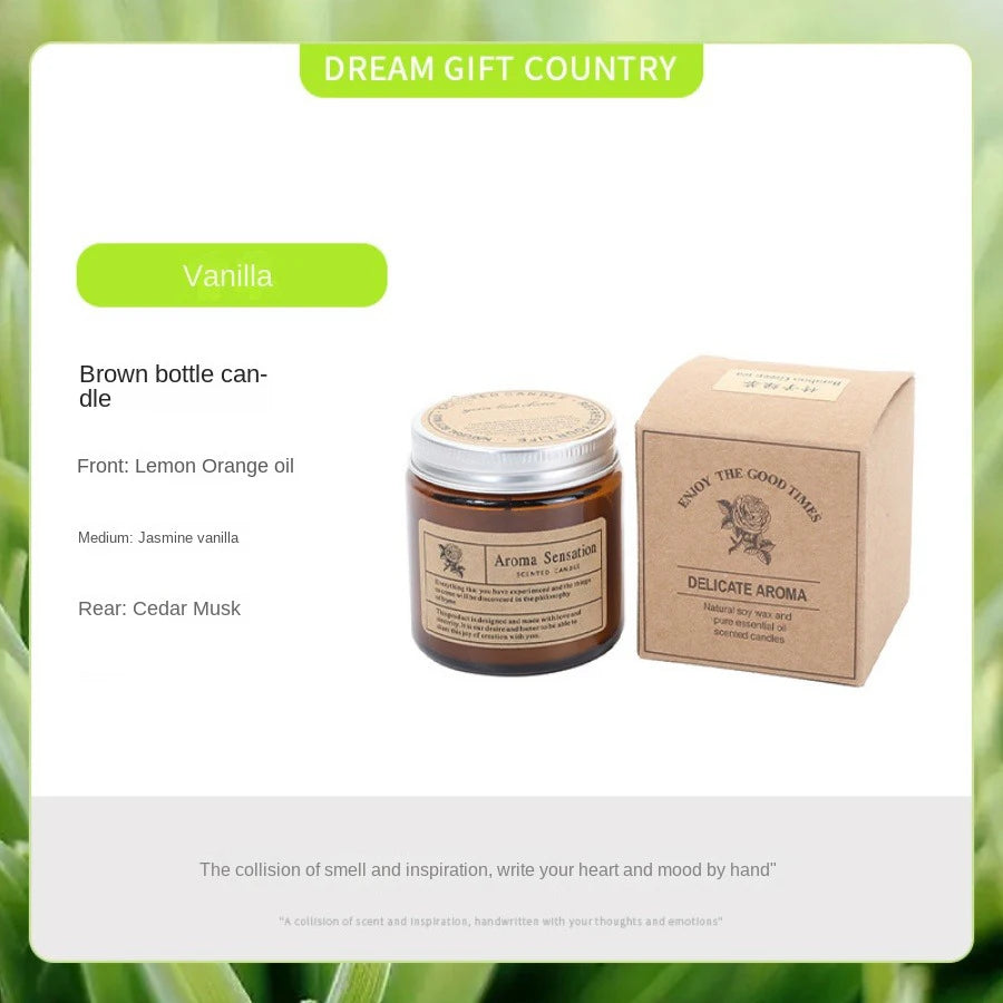 Brown Glass Scented Soy Candle