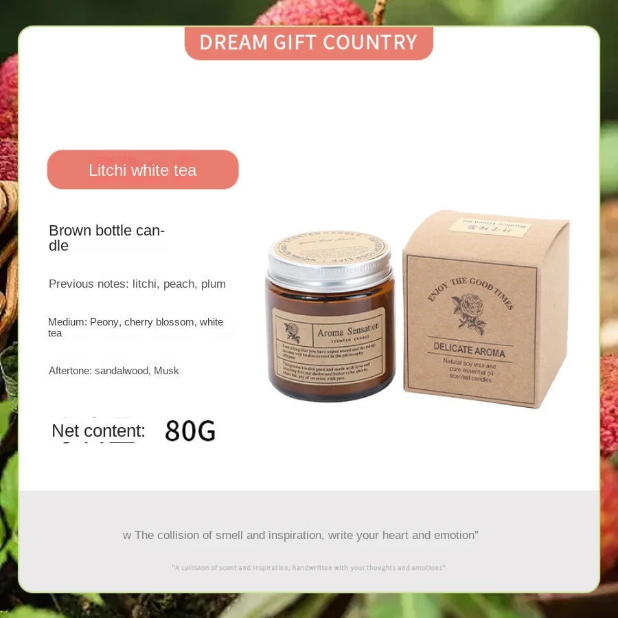Brown Glass Scented Soy Candle