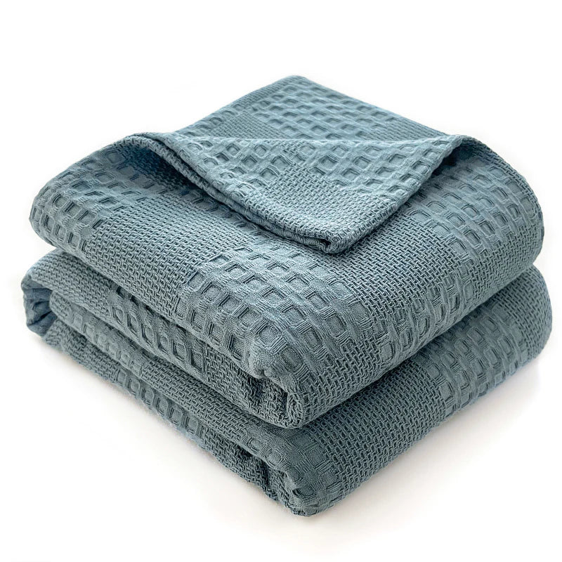 Cotton Waffle-Weave Throw Blanket