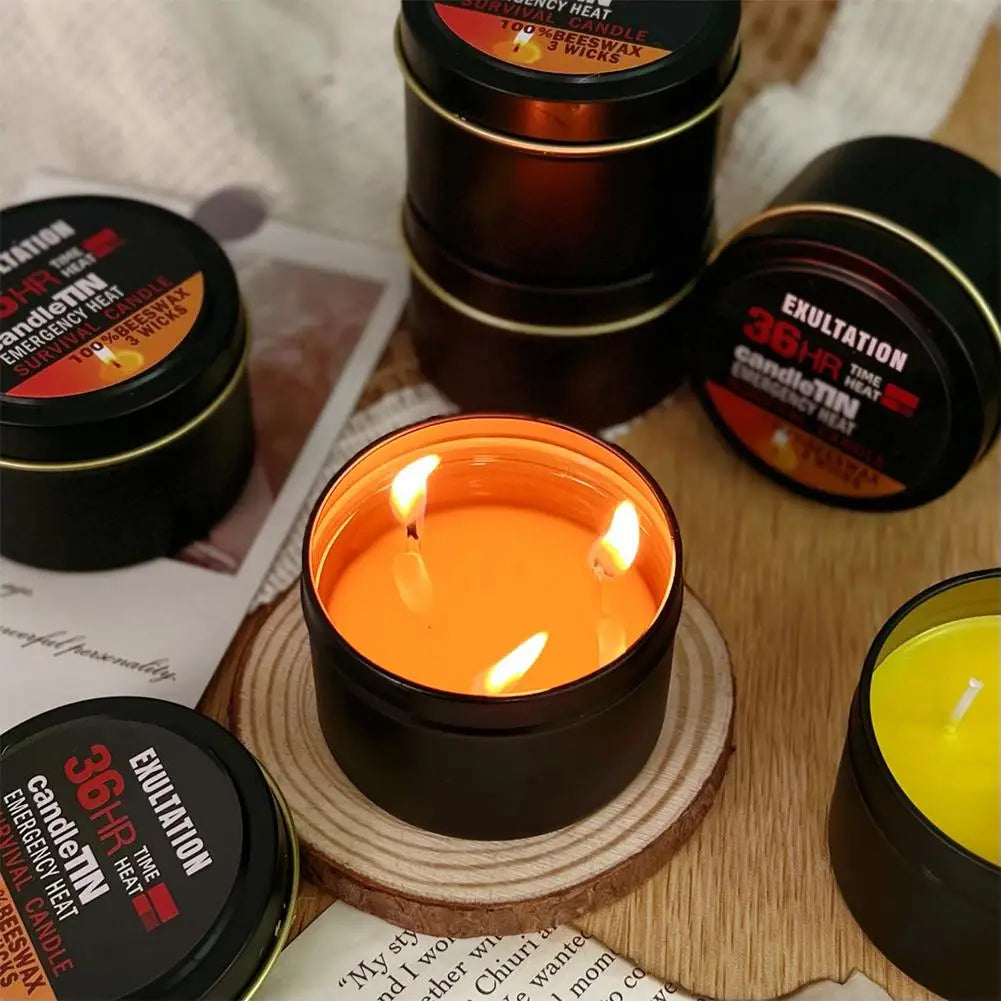 Three-wick 36-hour emergency candle close-up