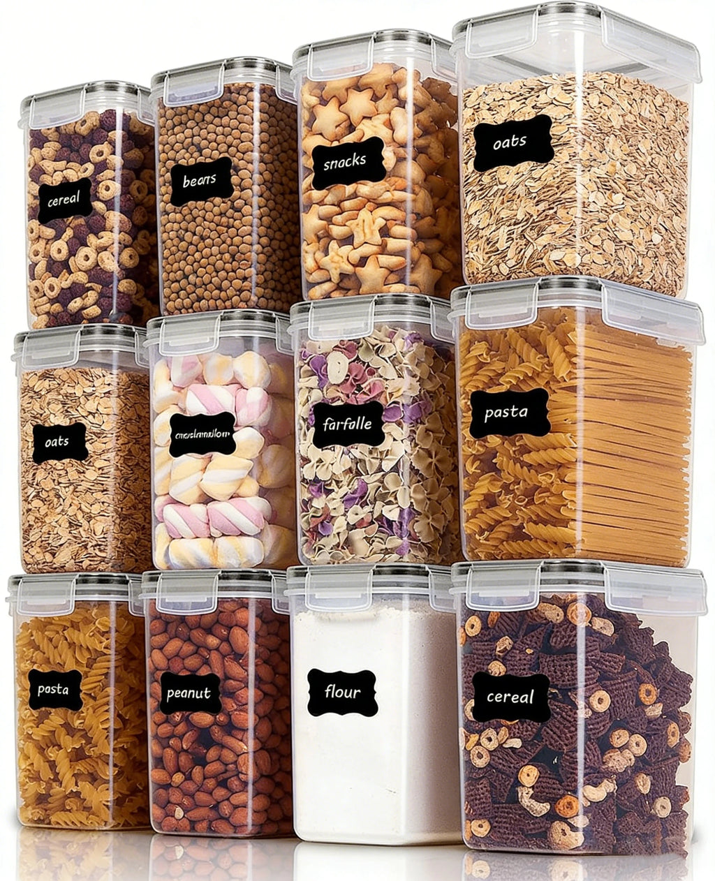 Airtight Food Storage Containers with Labels (pack-size options)
