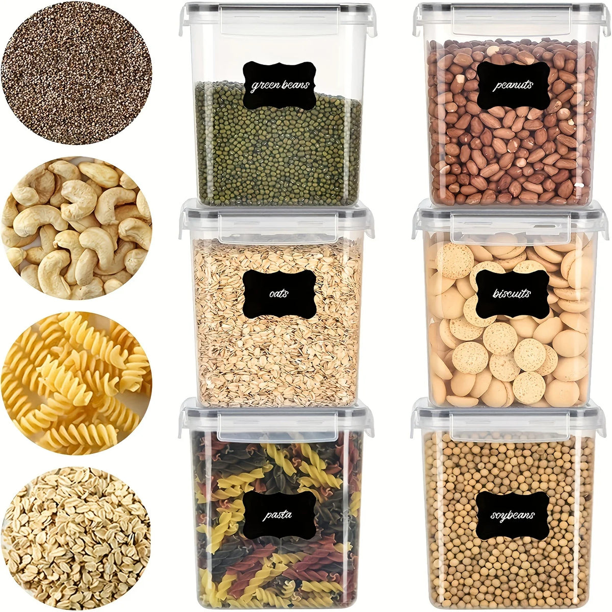 Airtight Food Storage Containers with Labels (pack-size options)