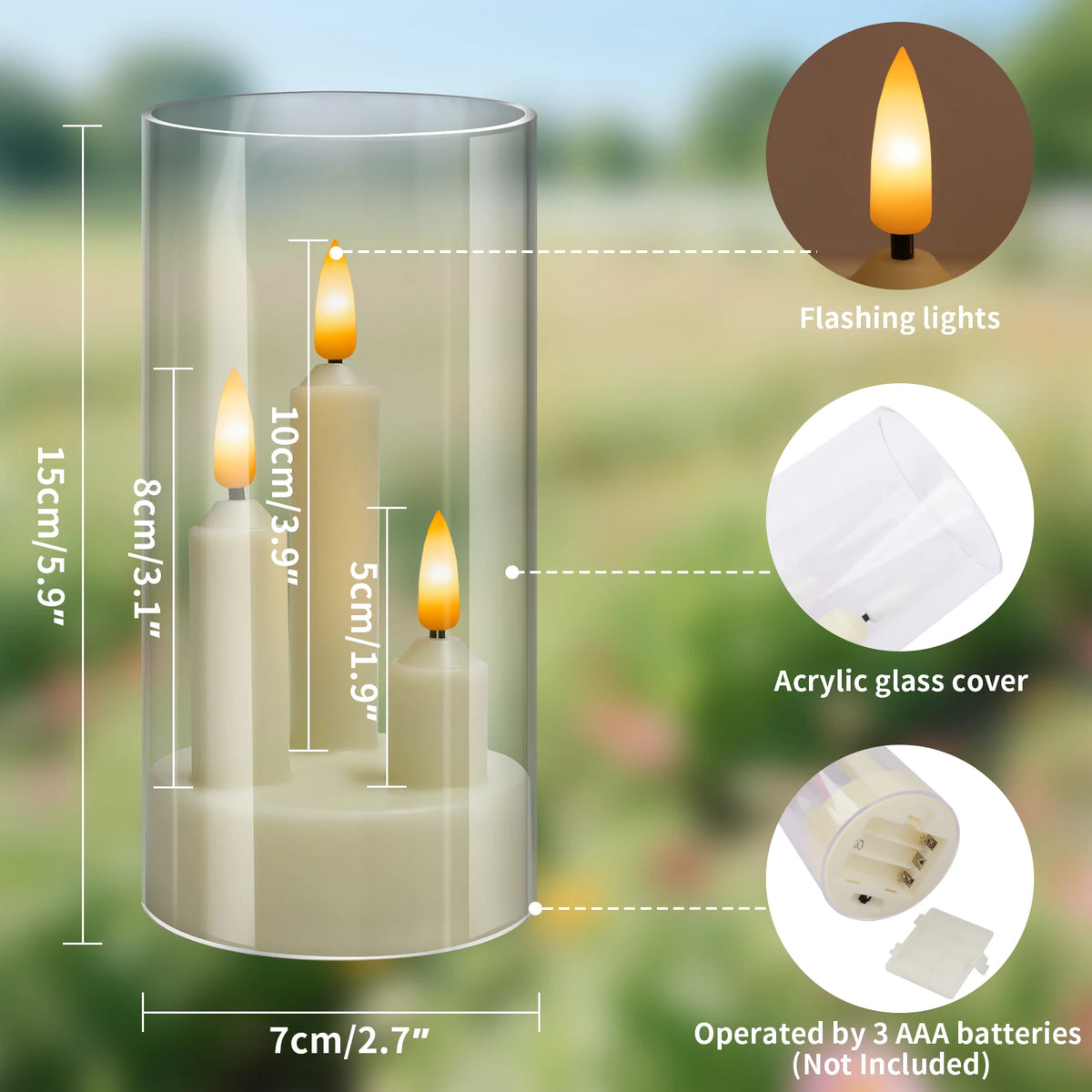 Flameless LED Taper Candles with Shade