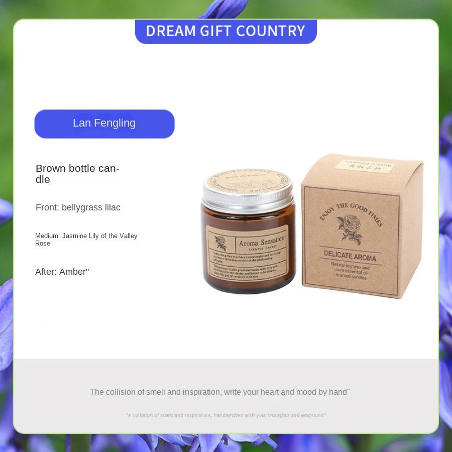 Brown Glass Scented Soy Candle