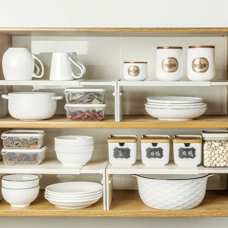 Retractable Kitchen Shelf Household Multifunctional Cabinet Layered Dish Seasoning Bottle Finish Storage Rack Fridge Organizer
