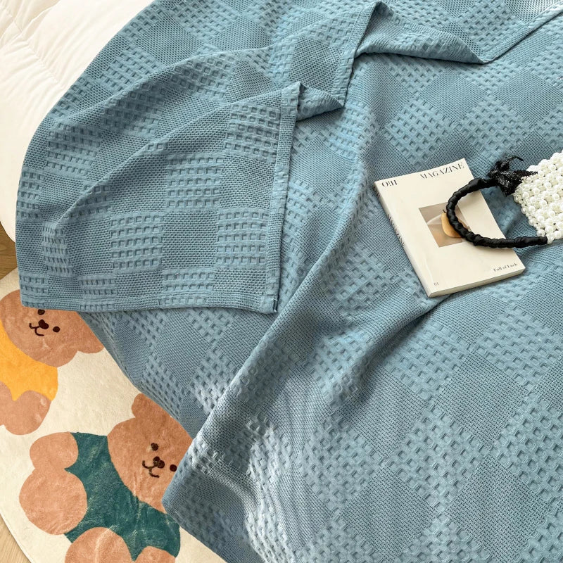 Cotton Waffle-Weave Throw Blanket