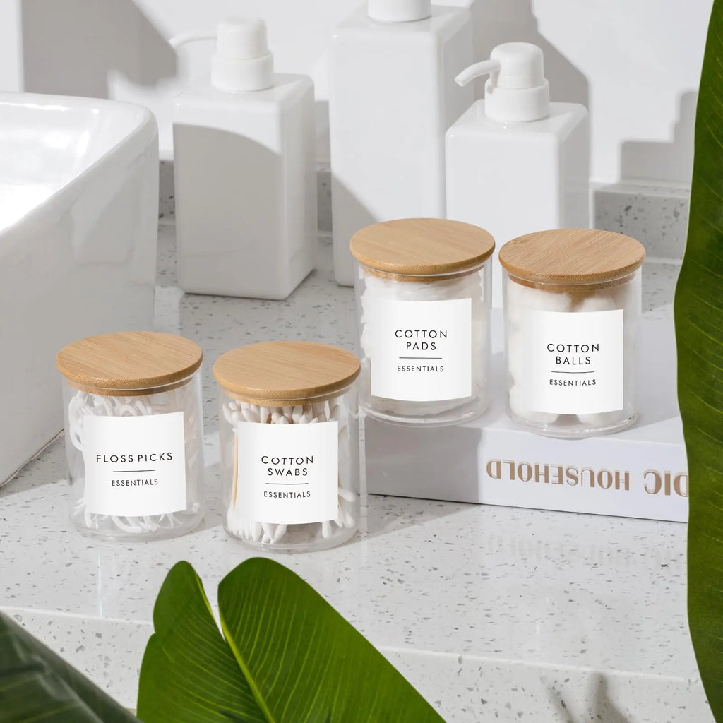 Cotton Pad & Swab Storage Jars (4/6pc set)