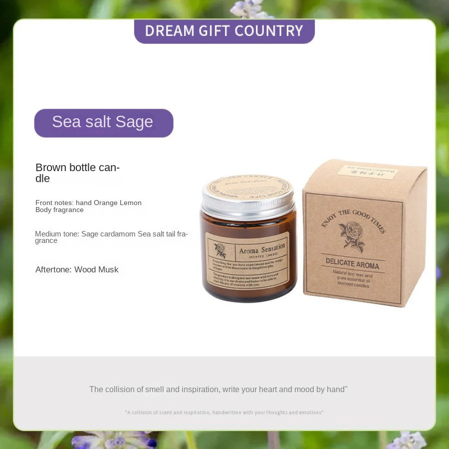 Brown Glass Scented Soy Candle