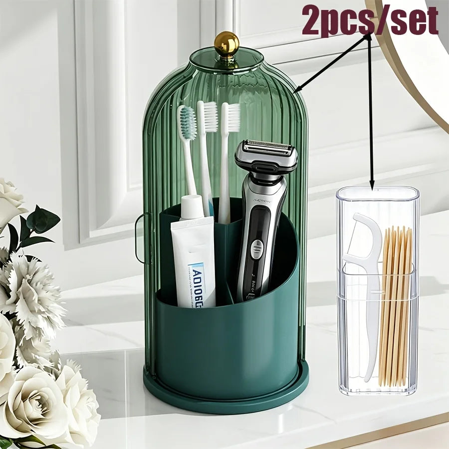 Rotating Makeup Brush Storage Box (2pc set)