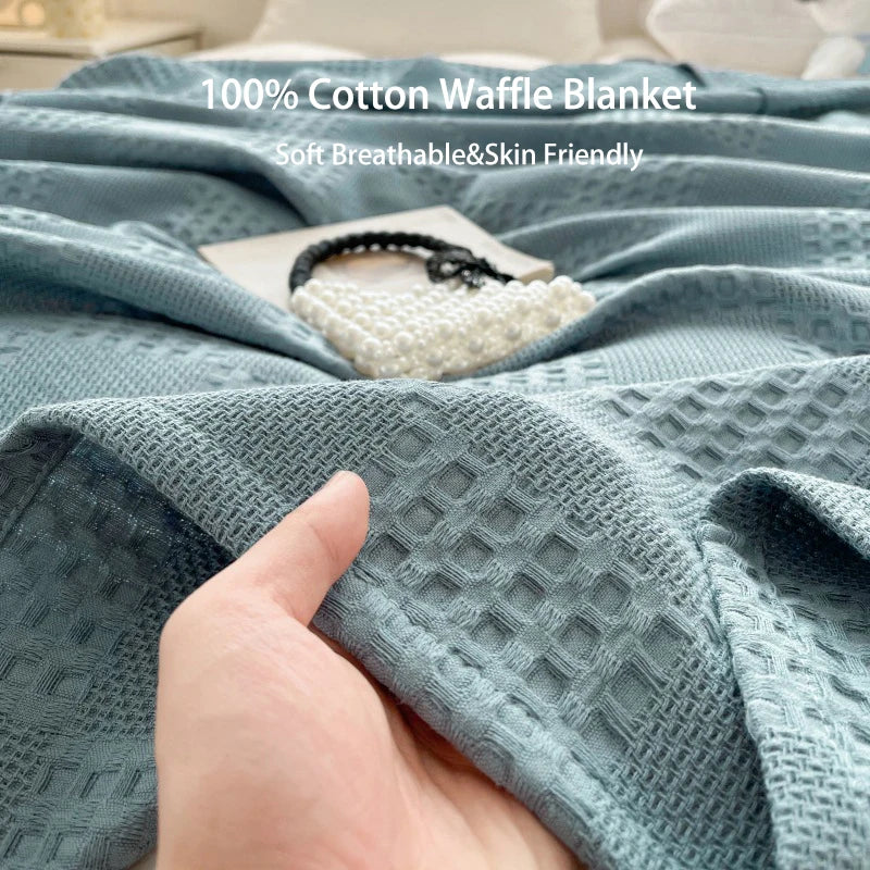 Cotton Waffle-Weave Throw Blanket