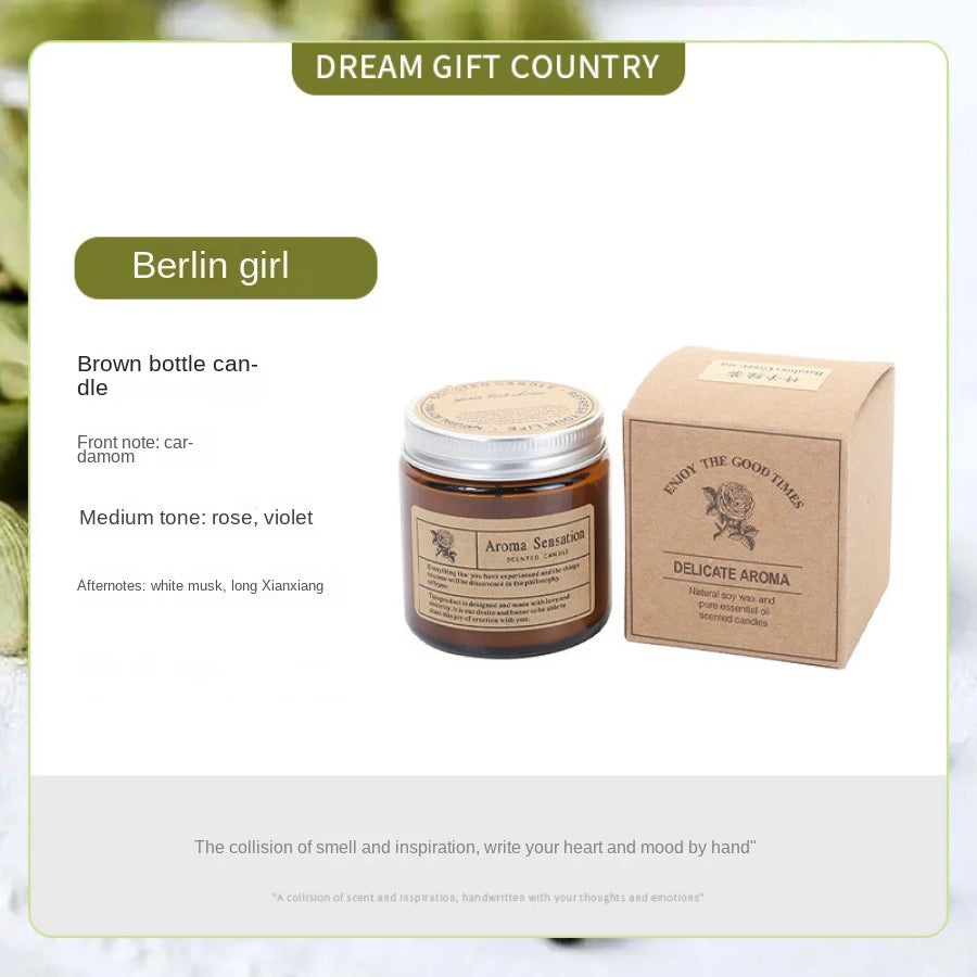 Brown Glass Scented Soy Candle