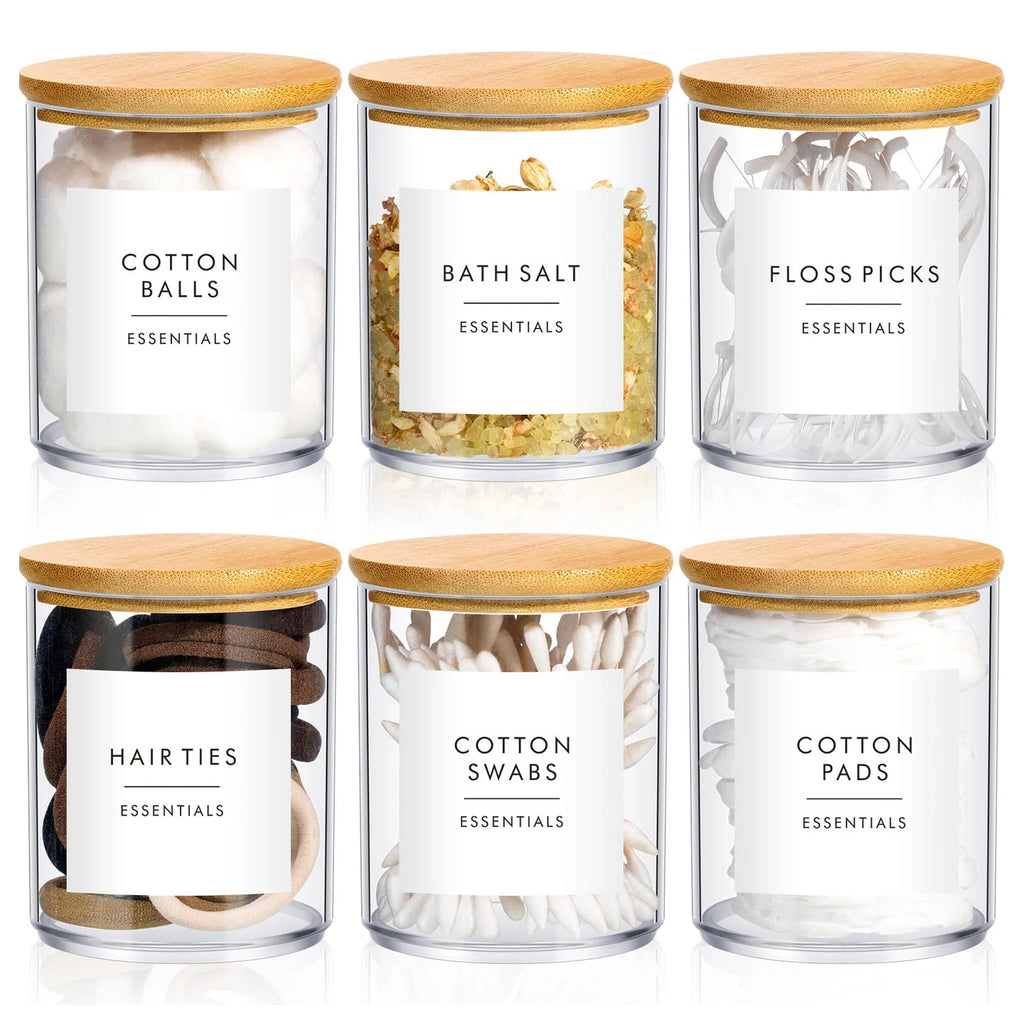 Cotton Pad & Swab Storage Jars (4/6pc set)