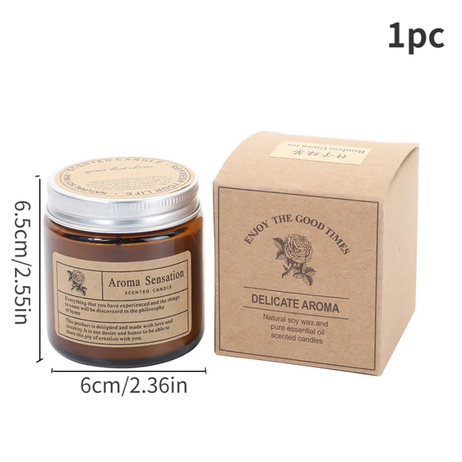Brown Glass Scented Soy Candle
