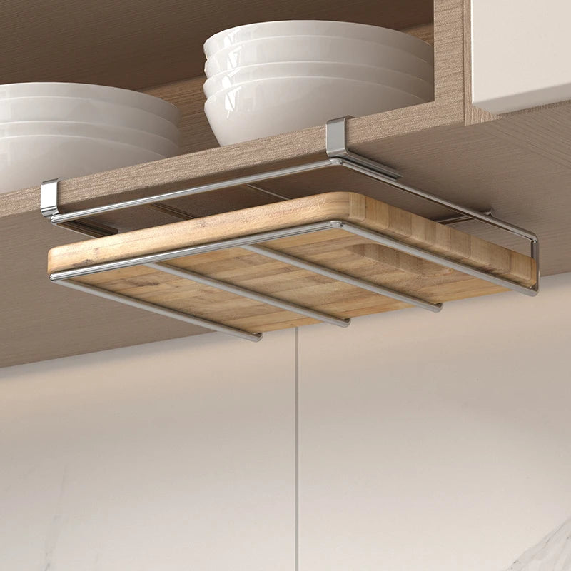 Wall-Mounted Kitchen Storage Rack with Hooks