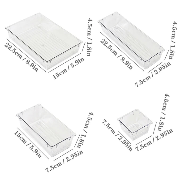 Clear Drawer Organiser Set (4pc set)