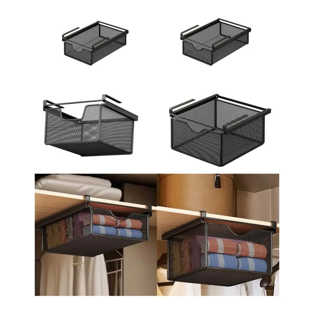 Under-Desk Pull-Out Storage Basket