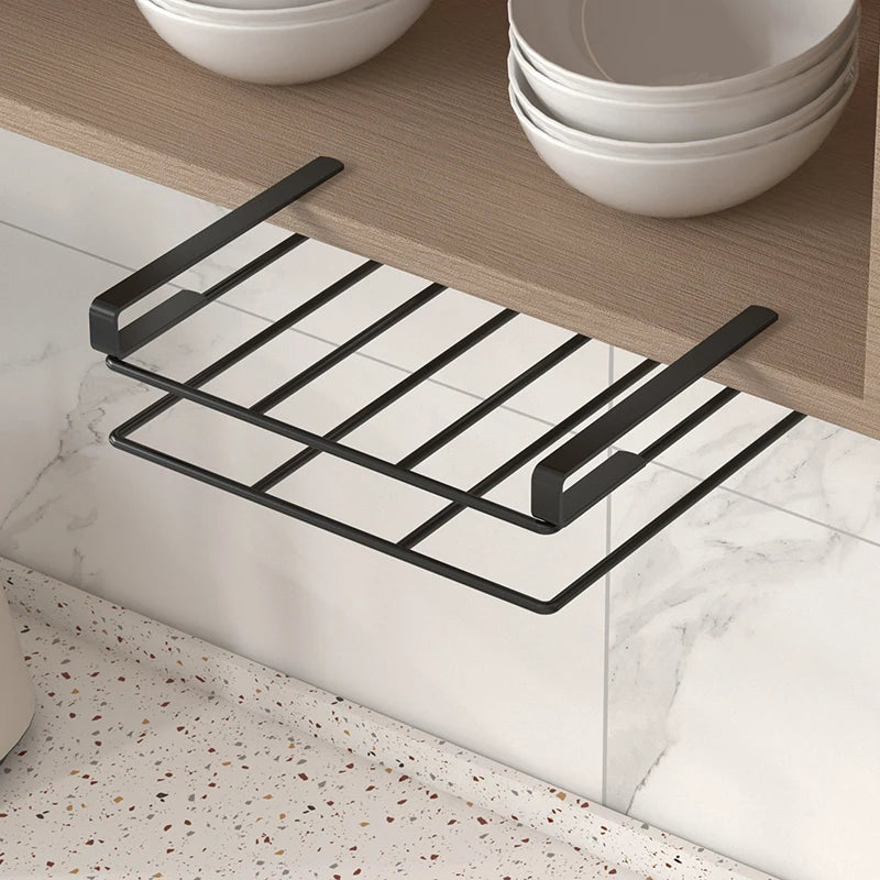 Wall-Mounted Kitchen Storage Rack with Hooks