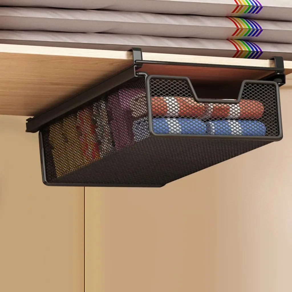 Under-Desk Pull-Out Storage Basket