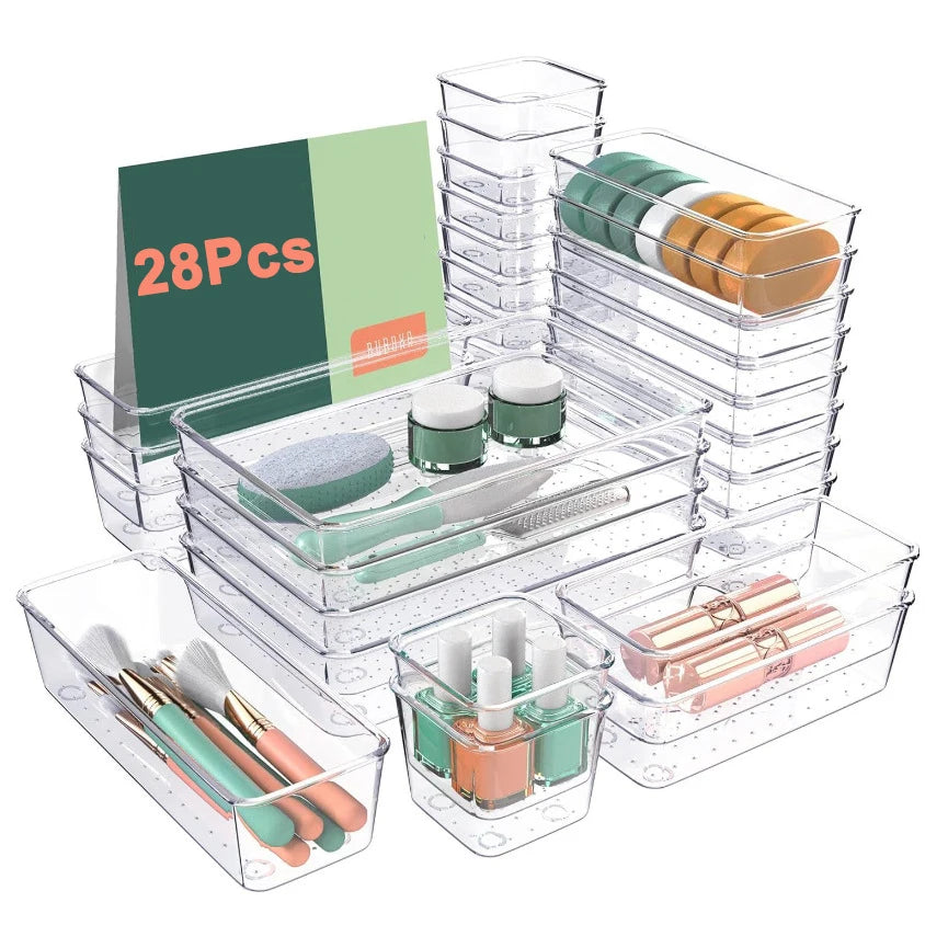 Clear Drawer Organiser Set (4–28pc options)