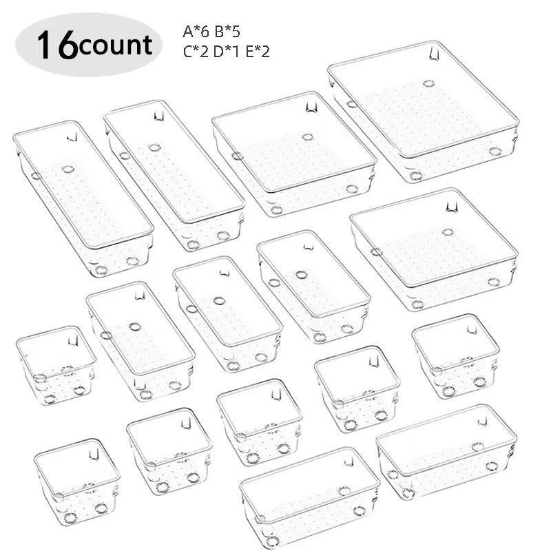 Clear Drawer Organiser Set (4–28pc options)