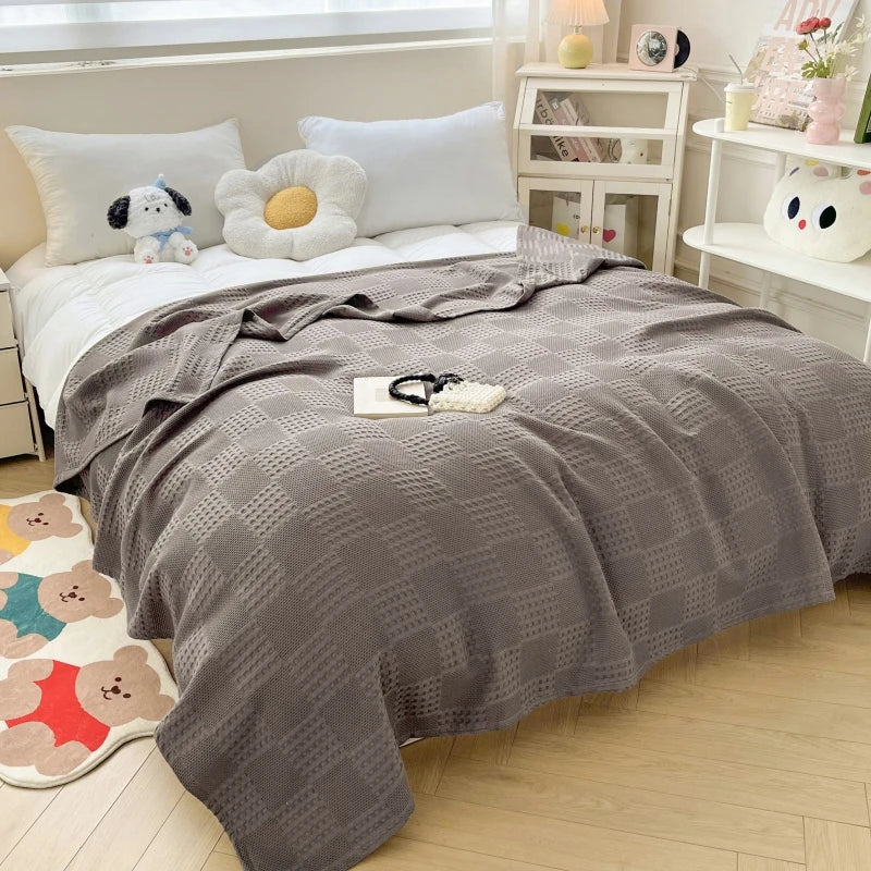 Cotton Waffle-Weave Throw Blanket