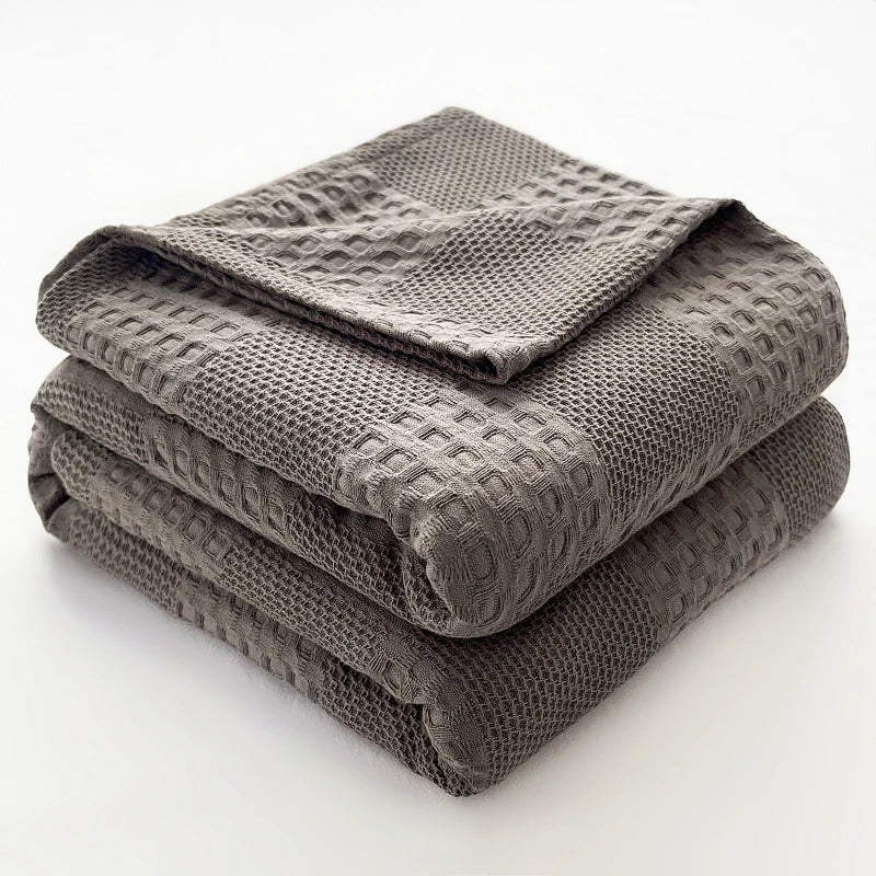 Cotton Waffle-Weave Throw Blanket
