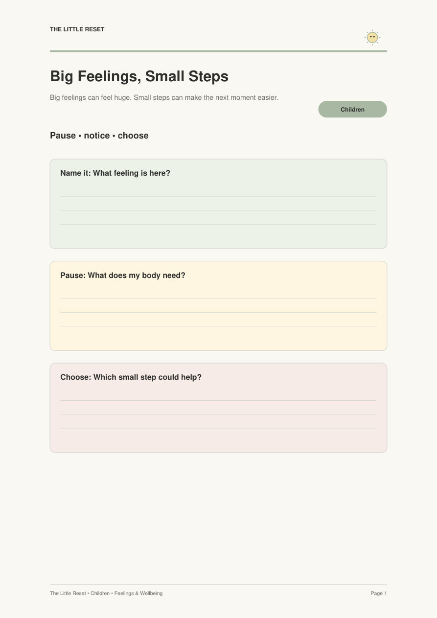 Kids big feelings activity